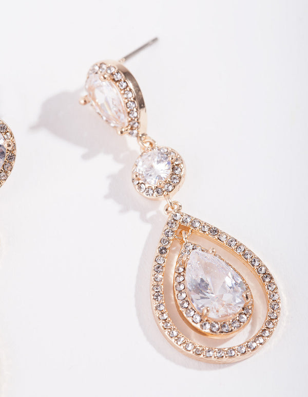 Gold Diamond Simulant Multi Drop Earrings - Lovisa