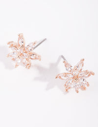 Gold Diamond Simulant Flower Stud Earrings - link has visual effect only
