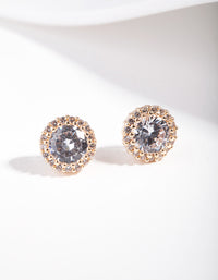 Diamond Simulant Gold Rounded Stud Earrings - link has visual effect only