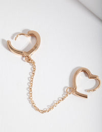 Gold Chain Heart Huggie Earrings - link has visual effect only