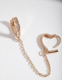 Gold Chain Heart Huggie Earrings - link has visual effect only