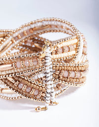 Gold Plaited Multi Bead Cuff Bracelet - link has visual effect only