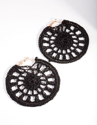Black Crochet Disc Hoop Earrings - link has visual effect only