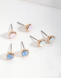 Diamond Simulant Multi Stud Earrings Set - link has visual effect only