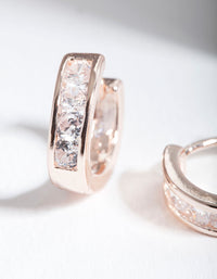 Rose Gold Chunky Diamante Huggie Earrings - link has visual effect only