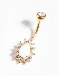 Gold Titanium Opal Diamante Belly Bar - link has visual effect only
