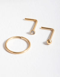 Surgical Steel Gold Stud Hoop Nose Pack - link has visual effect only