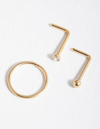 Surgical Steel Gold Stud Hoop Nose Pack - link has visual effect only