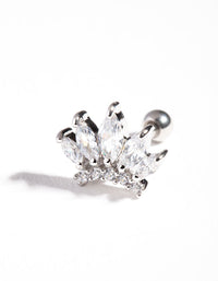 Silver Surgical Steel Cubic Zirconia Floral Barbell - link has visual effect only