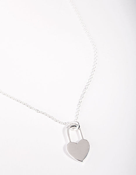 Sterling Silver Love Heart Lock Necklace - Lovisa