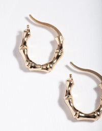Gold Plated Sterling Silver Mini Bamboo Hoop Earrings - link has visual effect only