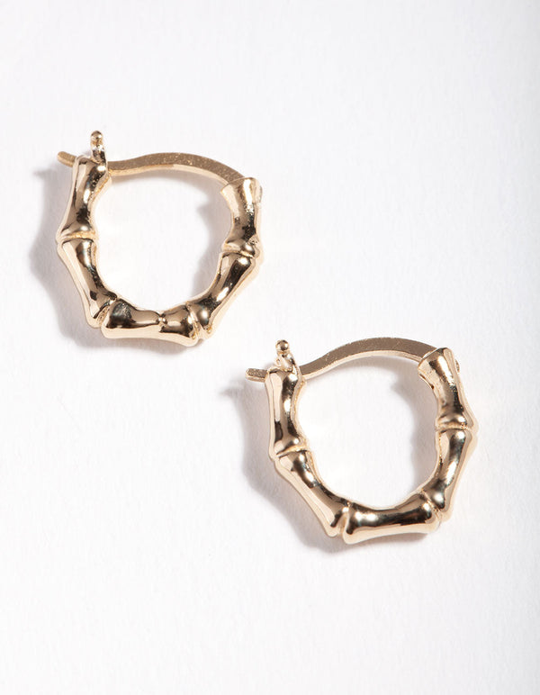 Gold Plated Sterling Silver Mini Bamboo Hoop Earrings
