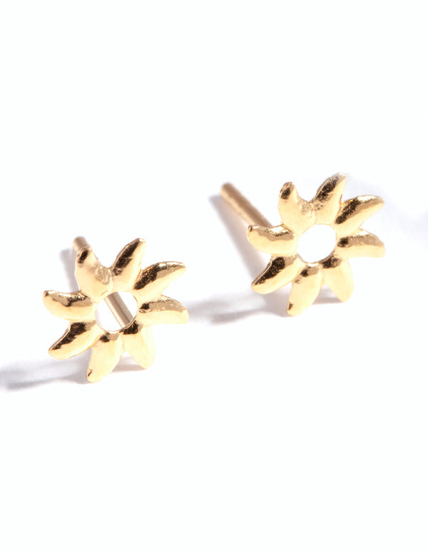 Gold Plated Sterling Silver Sunray Stud Earrings