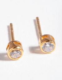 Gold Plated Sterling Silver Cubic Zirconia Circle Stud Earrings - link has visual effect only