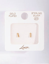 Gold Plated Sterling Silver Triple Ball Stud Earrings - link has visual effect only
