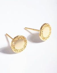 Gold Plated Sterling Silver Greek Key Stud Earrings - link has visual effect only