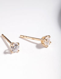 Gold Plated Sterling Silver Cubic Zirconia 1/4 Carat Stud Earrings - link has visual effect only