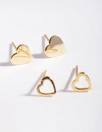 Gold Plated Sterling Silver Heart Stud Earring Pack - link has visual effect only