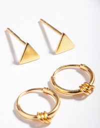 Gold Plated Sterling Silver Triangle Hoop Earring Pack - link has visual effect only