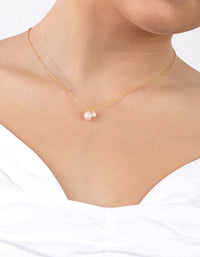Gold Plated Sterling Silver Double Freshwater Pearl Necklace - link has visual effect only