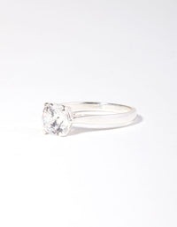1 Carat Cubic Zirconia Sterling Silver Basket Ring - link has visual effect only