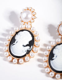 Black Gold Portrait Earrings - link has visual effect only
