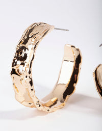 Gold Molten Texture Hoop Earrings - link has visual effect only