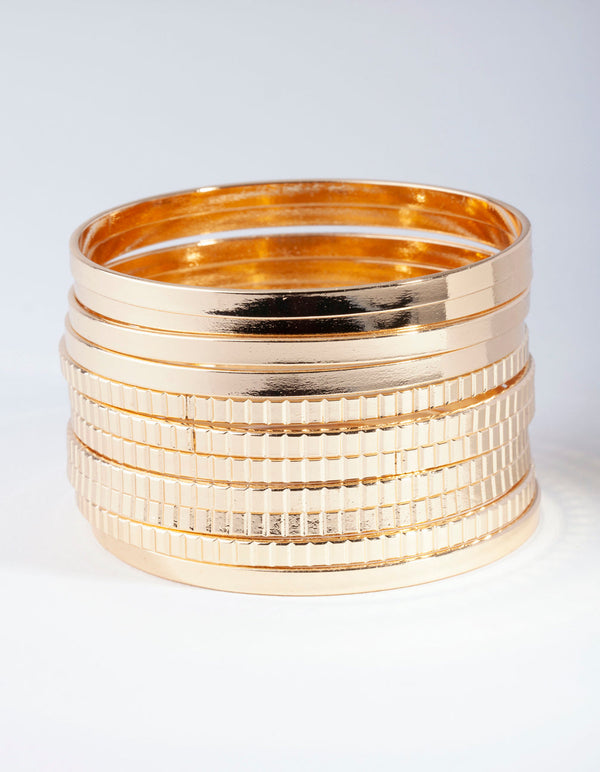Gold Plain & Pattern Bracelet Pack