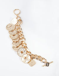 Gold Multi Coin Chain Bracelet - link has visual effect only