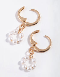 Gold Small Open Circle Pearl Earrings - link has visual effect only