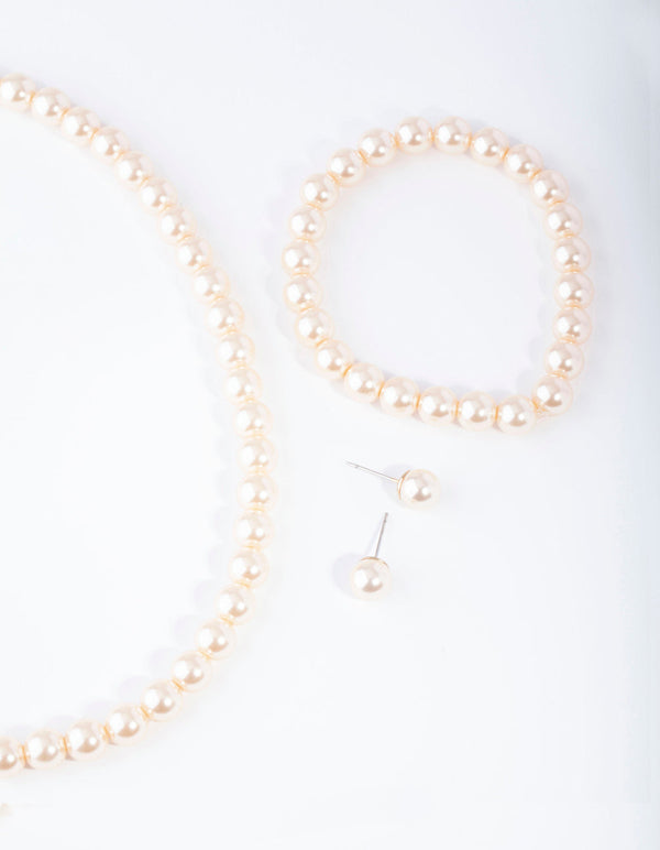 Gold Classic Pearl Jewellery Set