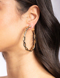 Gold Large Double Twisted Hoop Earrings - link has visual effect only