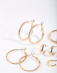 Gold Multi Textured Hoop Earring 6-Pack - link has visual effect only