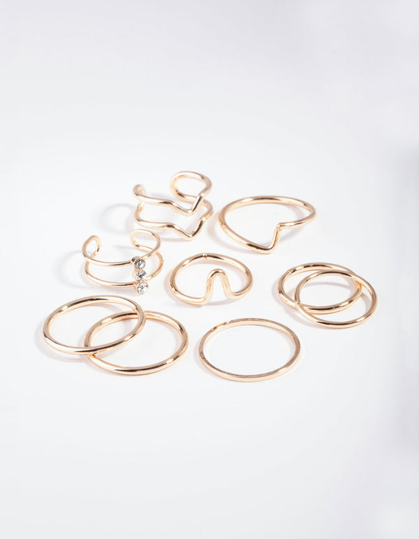 Gold Multi Band Ring 8-Pack