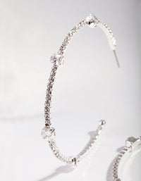 Silver 60mm Stone & Diamante Hoop Earrings - link has visual effect only