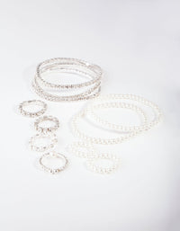 Silver Diamante & Pearl Bracelet & Ring Pack - link has visual effect only