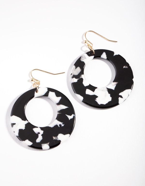 Black White Acrylic Printed Earrings
