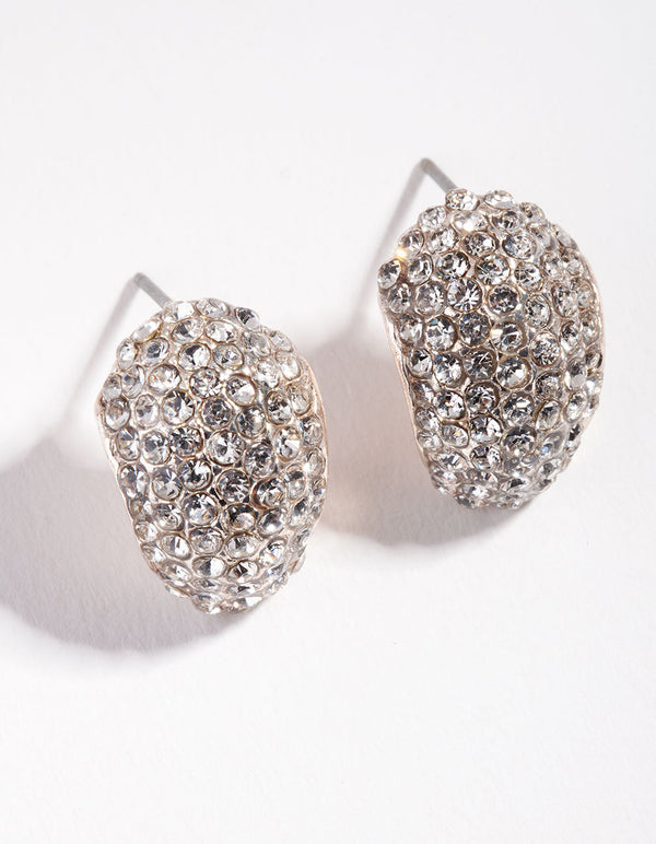 Rose Gold Mini Diamante Half Hoop Earrings