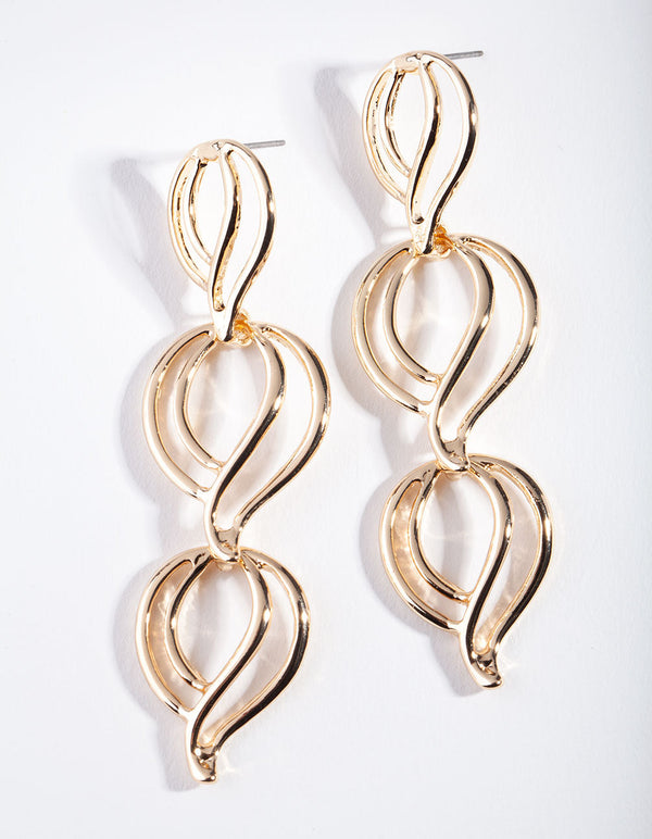 Gold Twizzle Drop Earrings