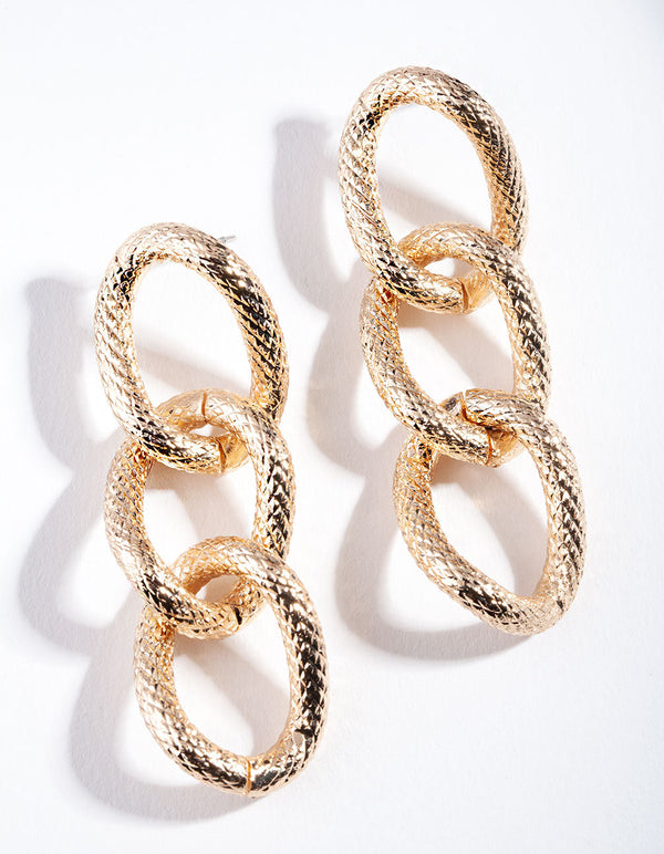 Gold Textured Chunky Chain Earrings