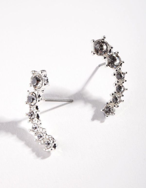 Silver Gradual Diamante Crawler Earrings