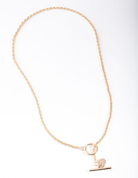 Gold Round Chain T-Bar Necklace - link has visual effect only