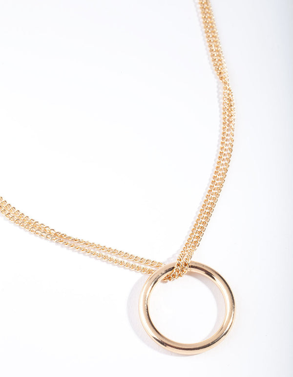Gold Open Hoop Necklace