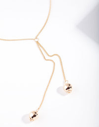 Gold Drop Bead Y Necklace - link has visual effect only