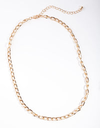 Gold Medium Link Necklace - link has visual effect only