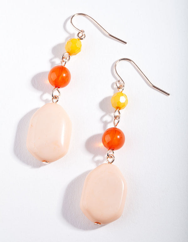 Rose Gold Orange Neutral Drop Earrings