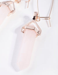 Rose Gold Open Wire Rose Quartz Stone Hoop Earrings - link has visual effect only