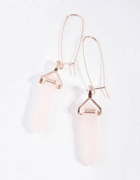 Rose Gold Open Wire Rose Quartz Stone Hoop Earrings - link has visual effect only