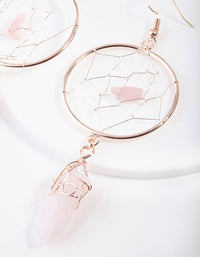 Rose Gold Dreamcatcher Rose Quartz Earrings - link has visual effect only