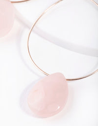 Rose Gold Rose Quartz Teardrop Stone Earrings - link has visual effect only
